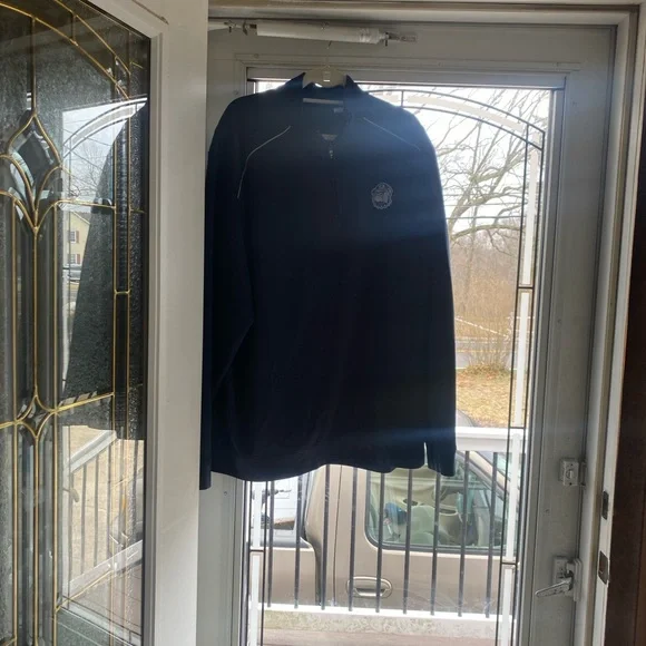 Navy Quarter-Zip Pullover with Embroidered Logo - Picture 5 of 9